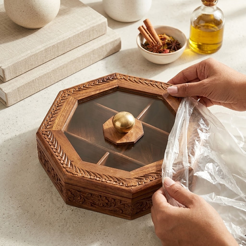 Wooden dry fruit pot