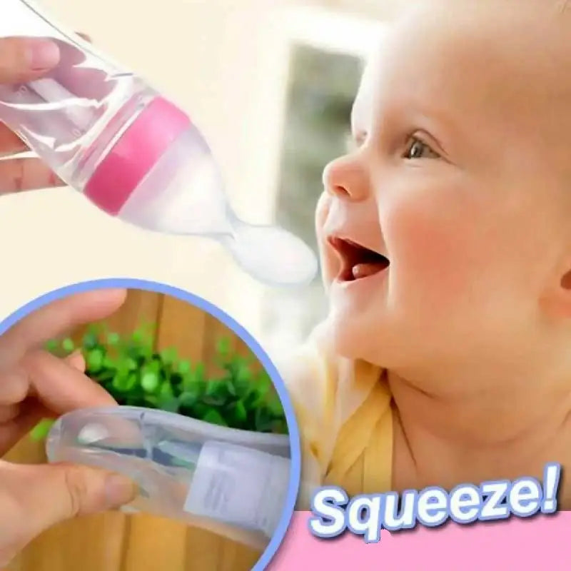 Silicone squeeze spoon feeder