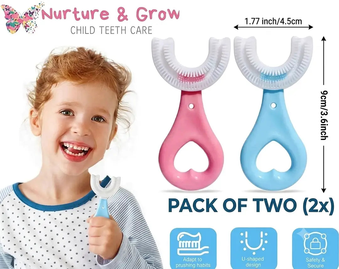 U-shaped silicone kids toothbrush pack of 2