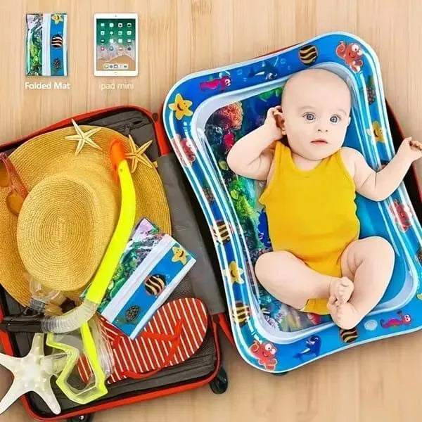Baby tummy time on water mat