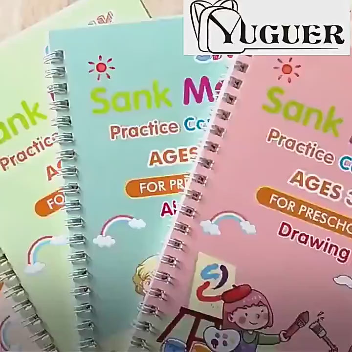 Sank Magic Practice Copybook Set - 4 Books with Pen & 10 Refills