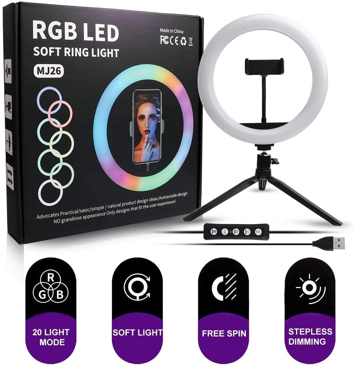 26Cm MJ26 10.2 RGB Led Soft Ring Light