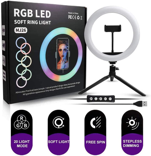 26Cm MJ26 10.2 RGB Led Soft Ring Light