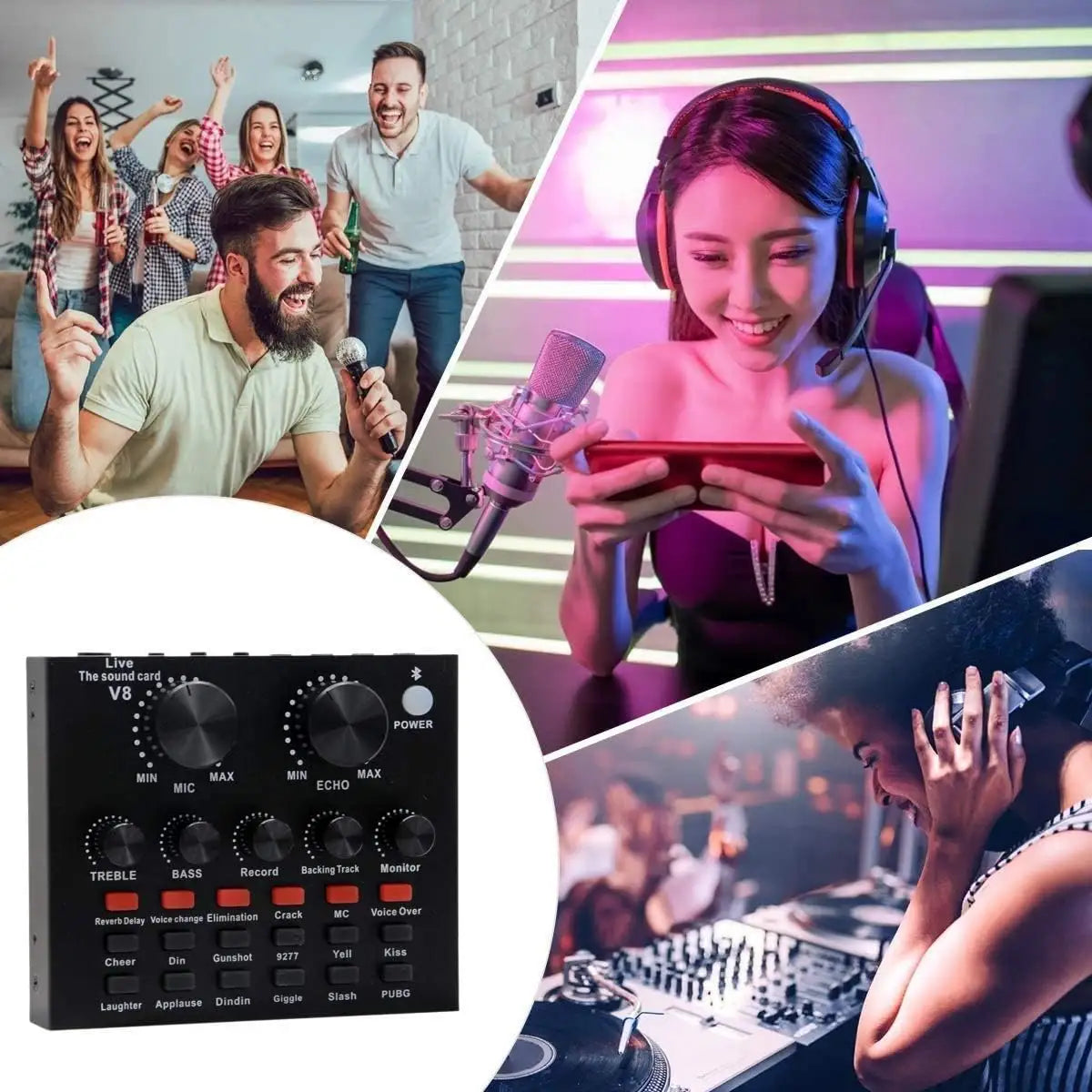V8 Bm-800 Podcast Mic Set With Live Sound Card