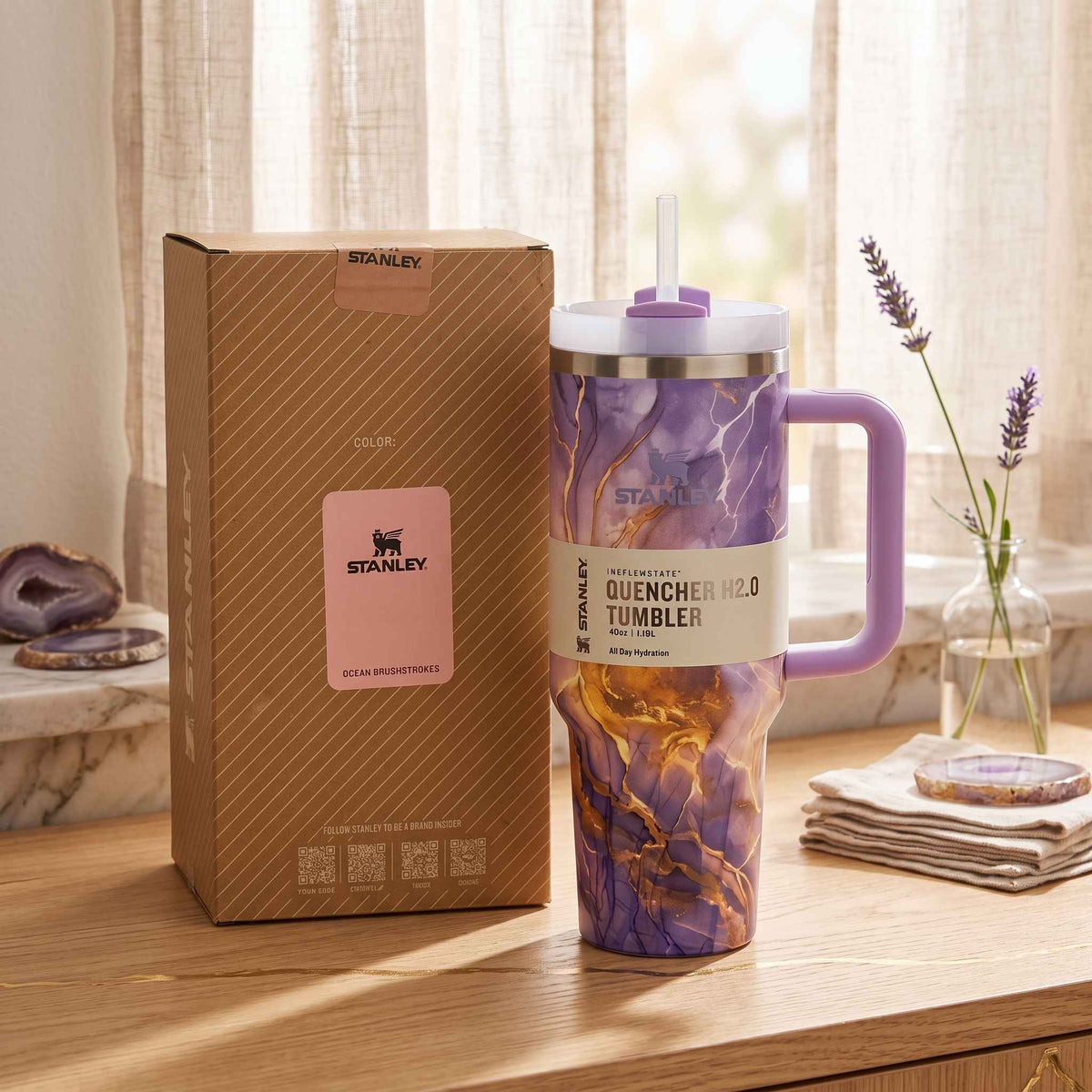 Stanley 40oz Peach Marble Premium Stainless Steel Tumbler - (1200ml)