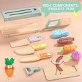 Wooden Kids Play Kitchen Set with Toy Utensils & Velcro Food