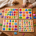 4pcs Montessori Wooden Alphabets Board - Capital ABC, Urdu, Shapes, 1-20