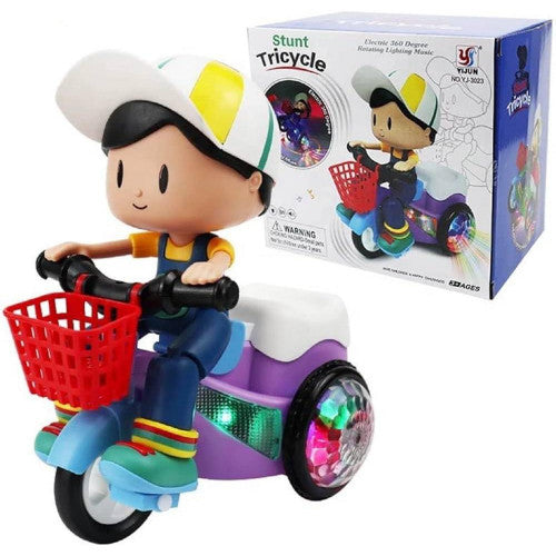 Musical Stunt Tricycle Toy Bike for Kids with 360° Rotation