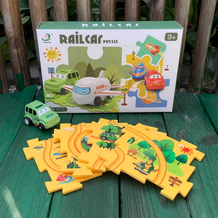 Puzzle Track Car Play Set / DIY Building Block (Random Design)