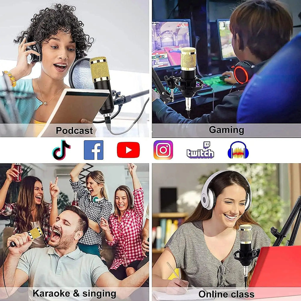 V8 Bm-800 Podcast Mic Set With Live Sound Card