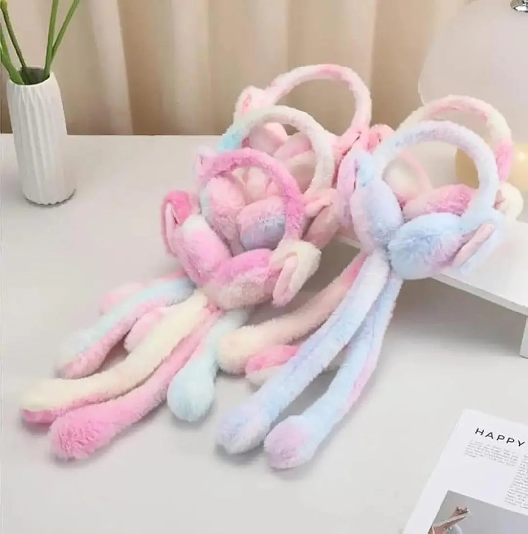 Moving bunny ears warm ear muffs