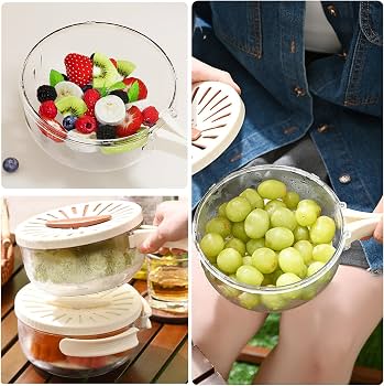 Kitchen Fruit Drainage Basket with Lid