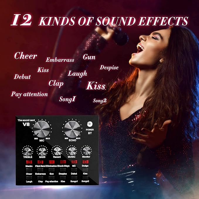V8 Bm-800 Podcast Mic Set With Live Sound Card