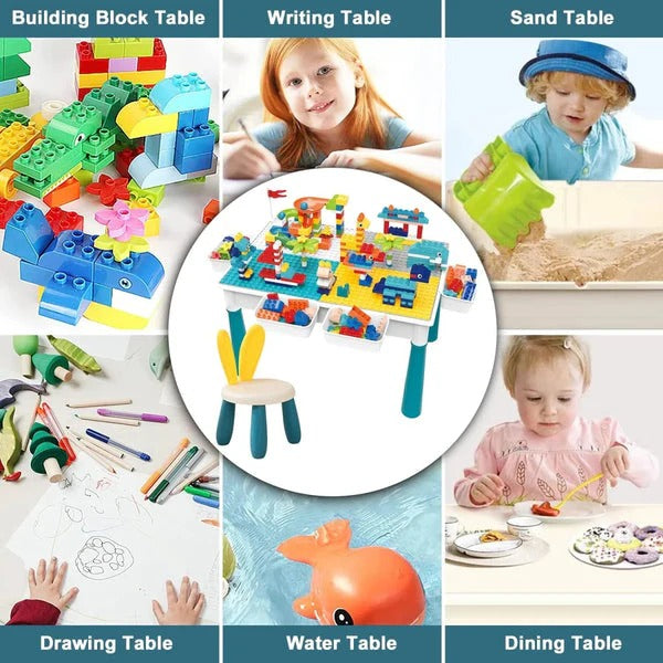 Kids Building Blocks Table With Chair