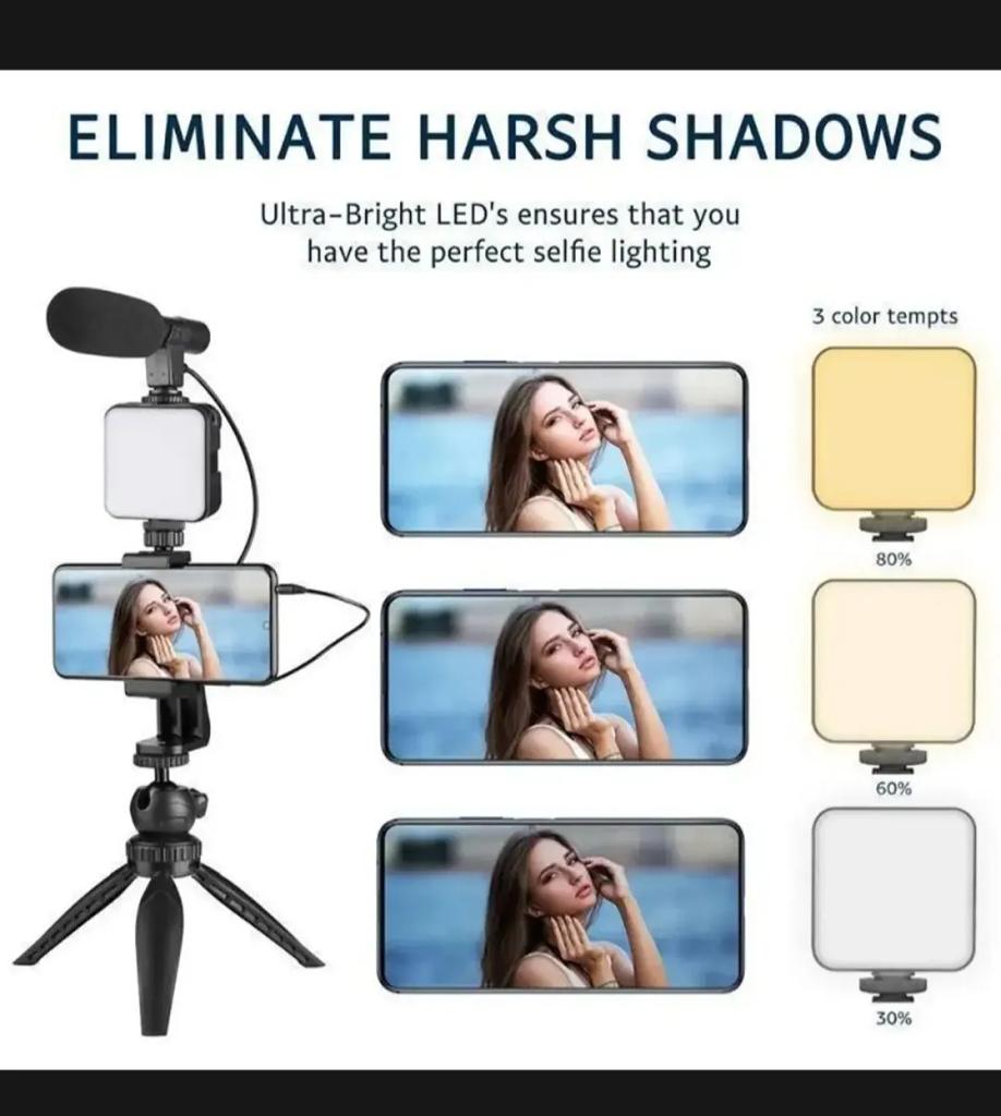 Ay-49 Vlogging Tripod Triple Band Light With Bluetooth Remote