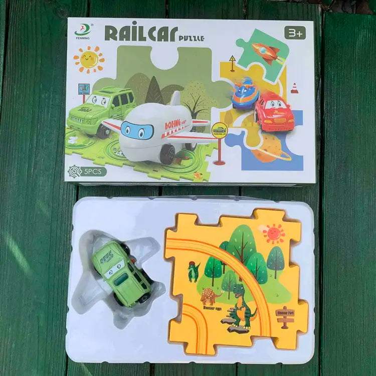 Puzzle Track Car Play Set / DIY Building Block (Random Design)