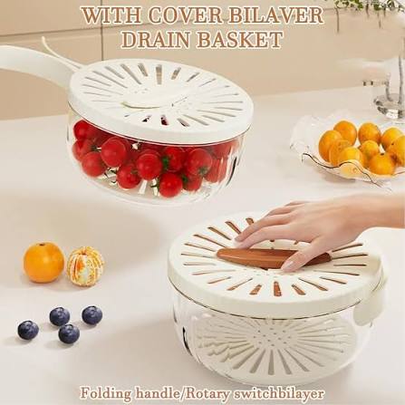 Kitchen Fruit Drainage Basket with Lid