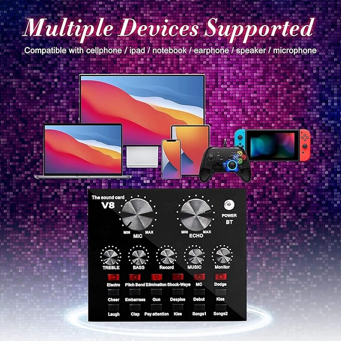 V8 Bm-800 Podcast Mic Set With Live Sound Card