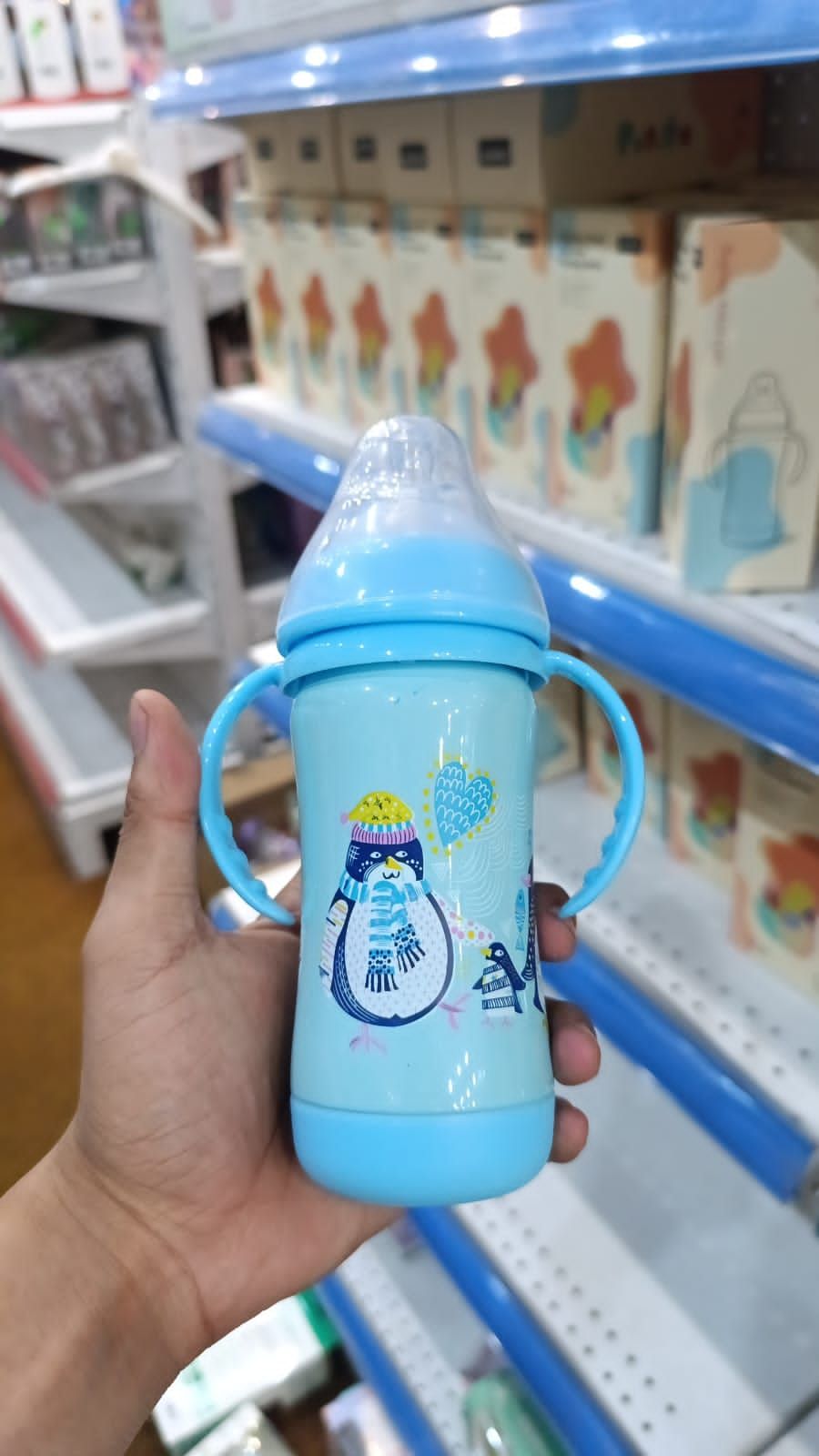 Potato Baby Stainless Steel Thermos Feeding Bottle - 210ml - Blue