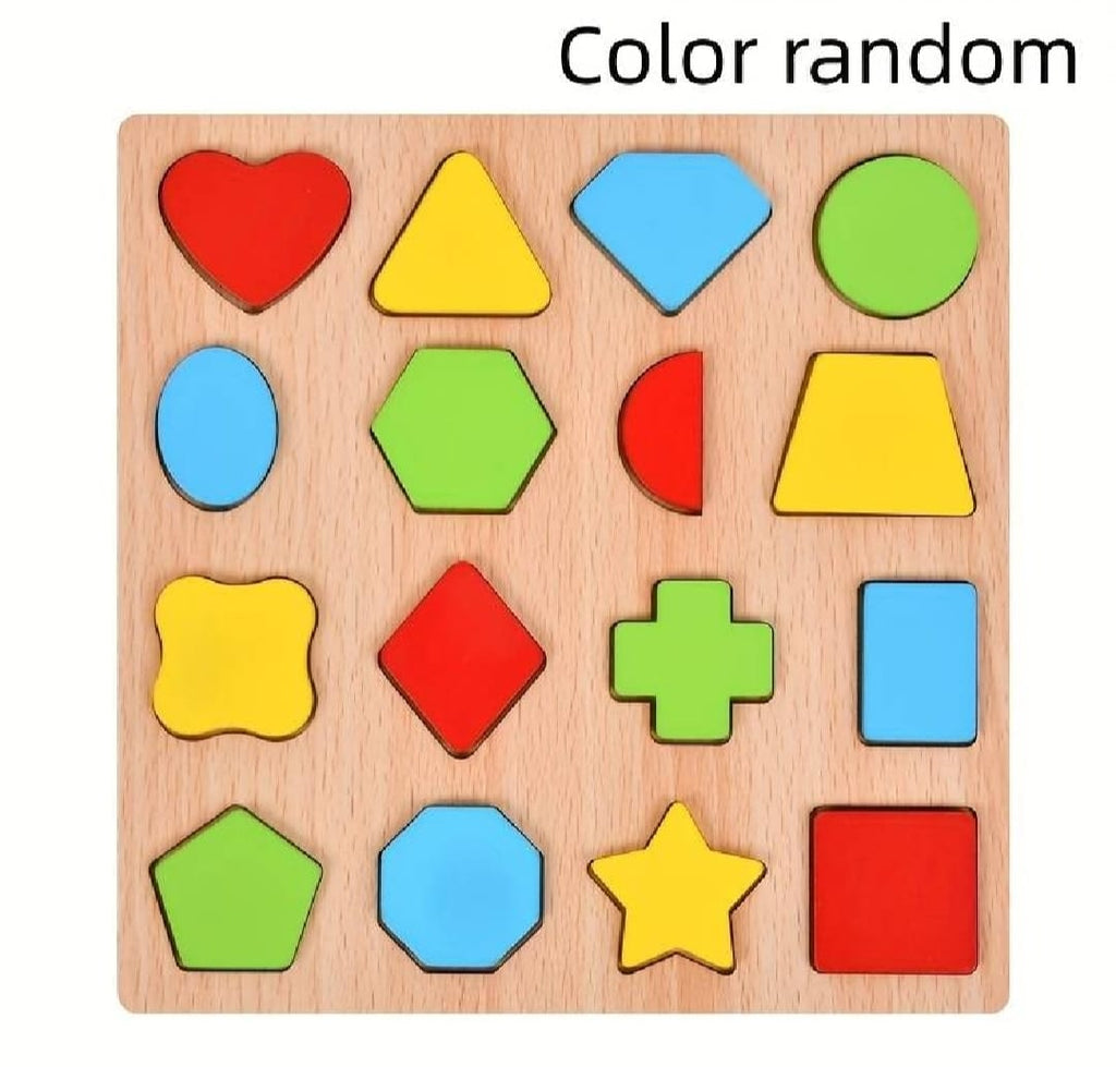 Colorful Geometric Shapes Wooden Cognitive Board Puzzle