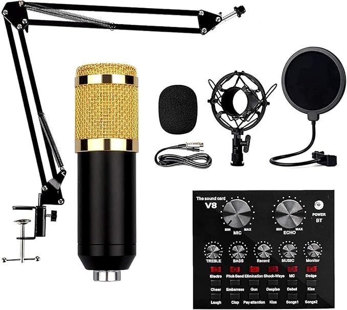 V8 Bm-800 Podcast Mic Set With Live Sound Card