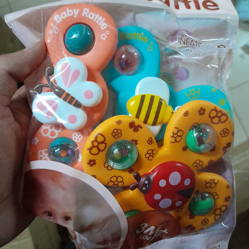3PCS Rattle Suction Baby Toys Set