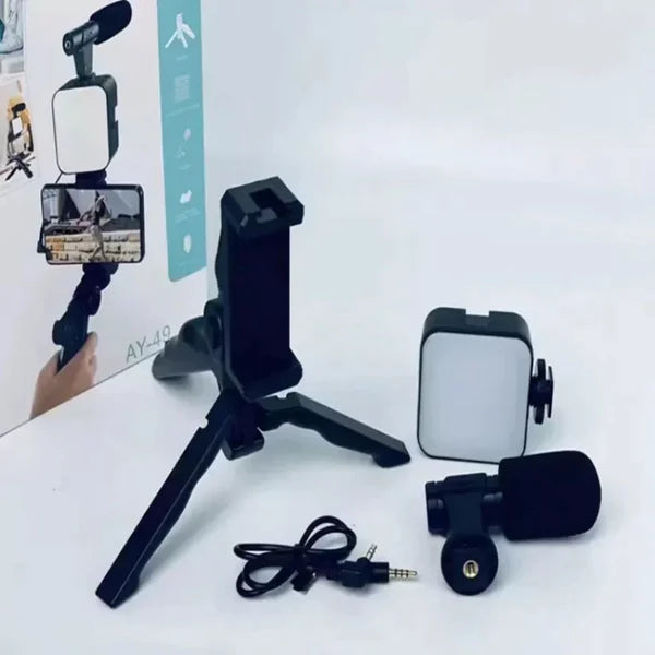 Ay-49 Vlogging Tripod Triple Band Light With Bluetooth Remote