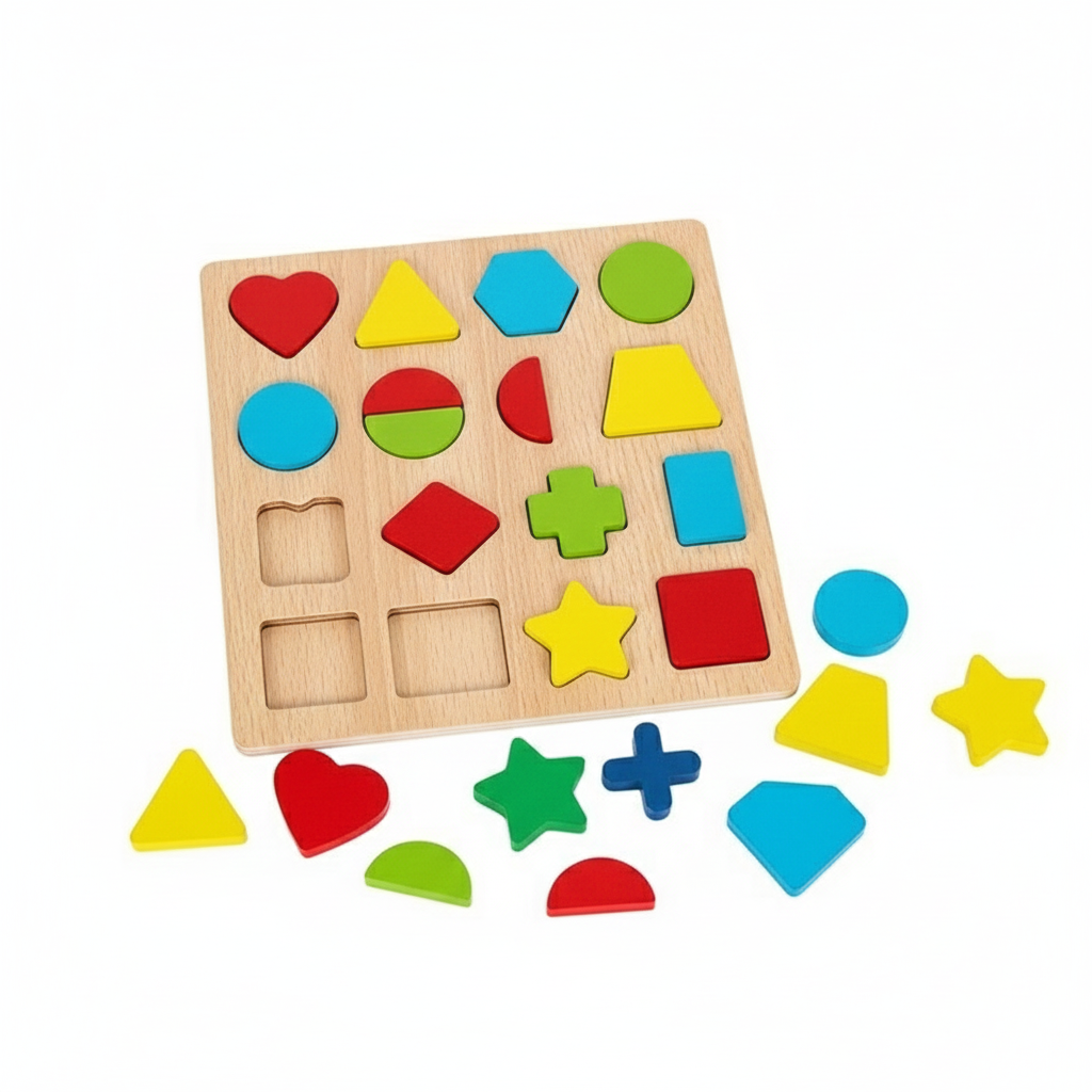 Wooden ABC Alphabet & Shape Puzzle Board For Kids