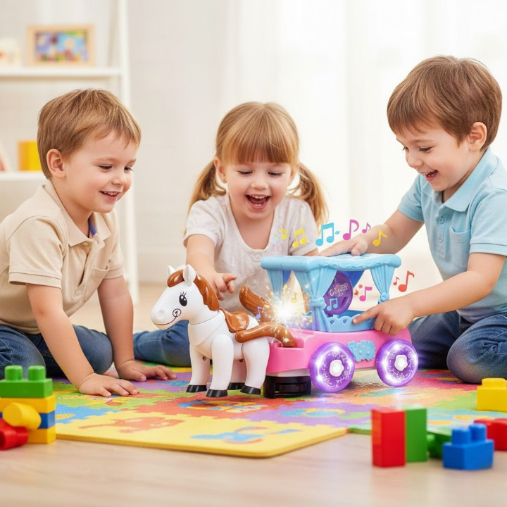 Cartoon Flash Carriage Musical Toy