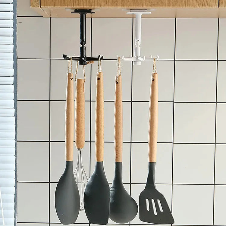 Kitchen Tools Spoon Holder Stand 360 Degrees Rotated Punch