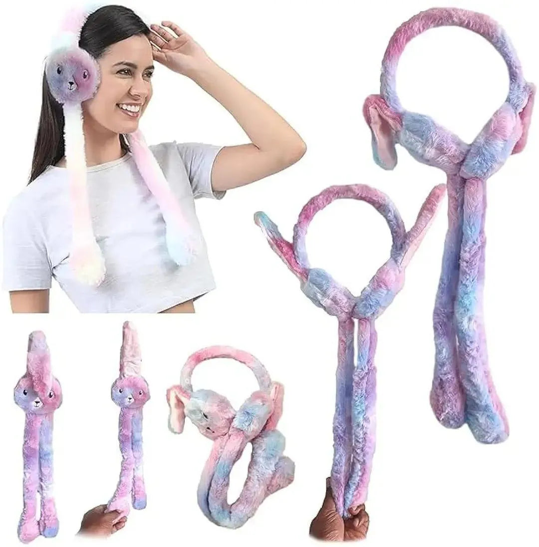 Moving bunny ears warm ear muffs