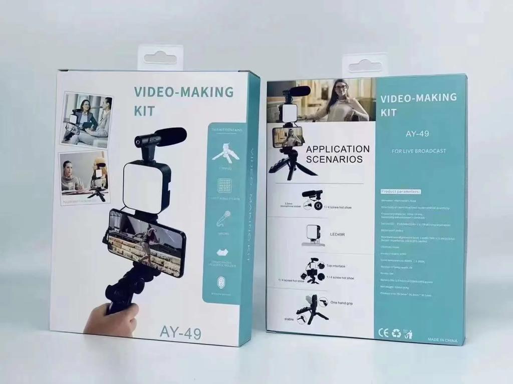Ay-49 Vlogging Tripod Triple Band Light With Bluetooth Remote