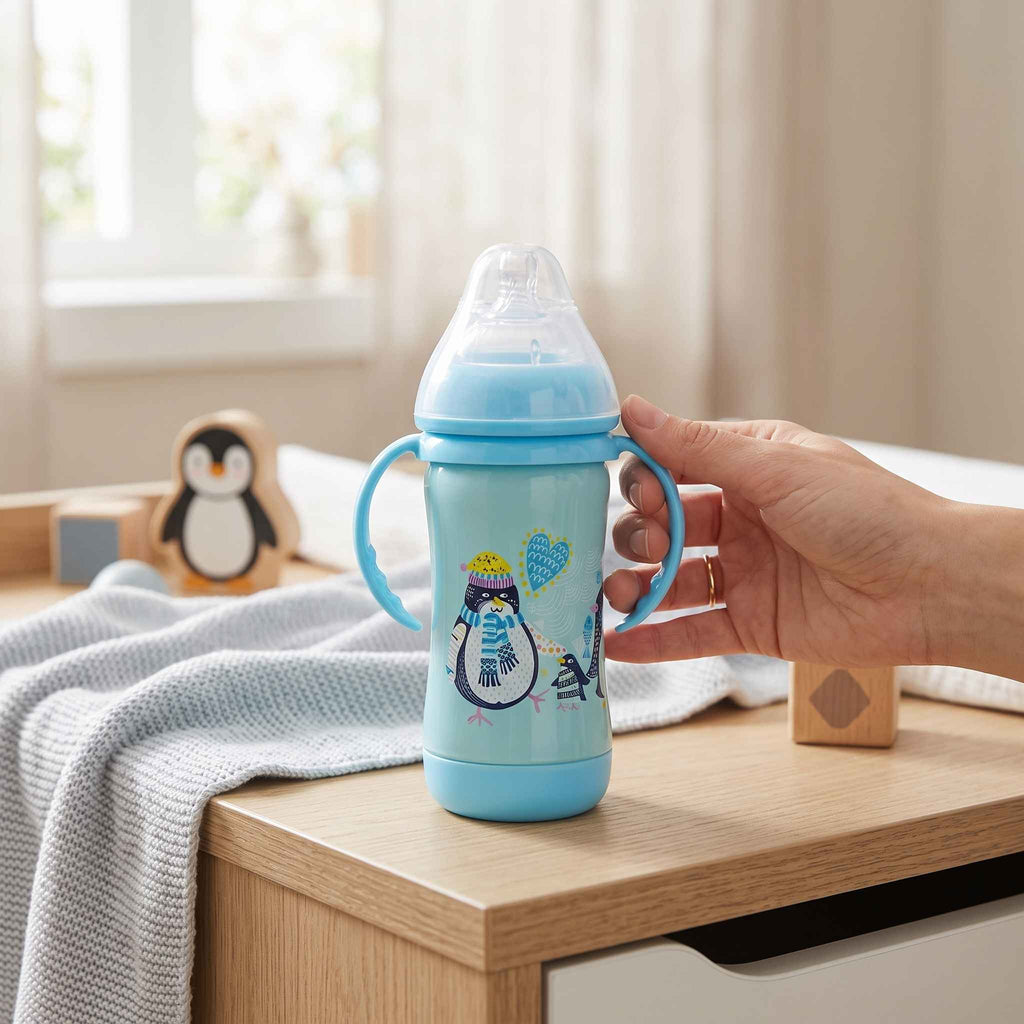 Potato Baby Stainless Steel Thermos Feeding Bottle - 210ml - Blue