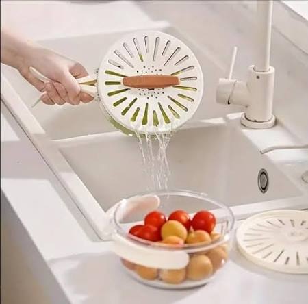 Kitchen Fruit Drainage Basket with Lid