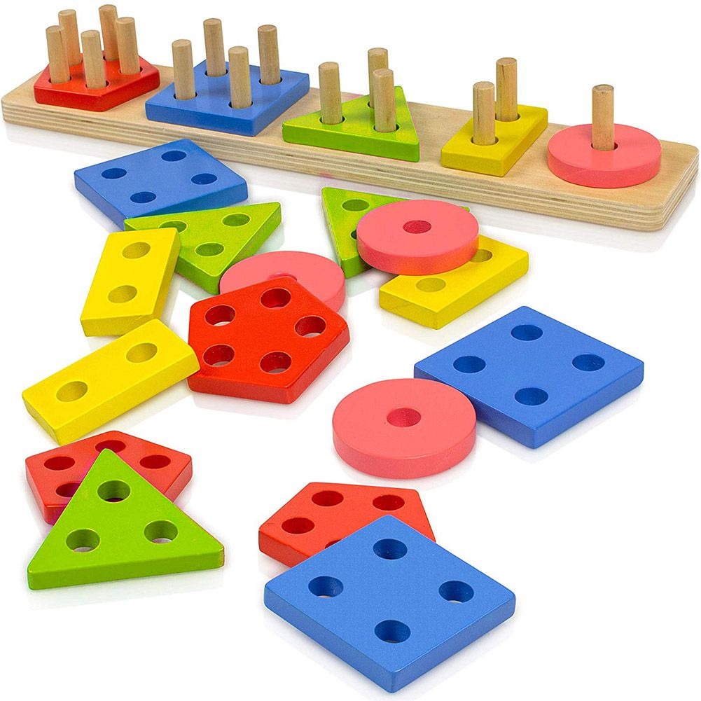 Lewo Wooden Puzzle Toddler Toys Shapes