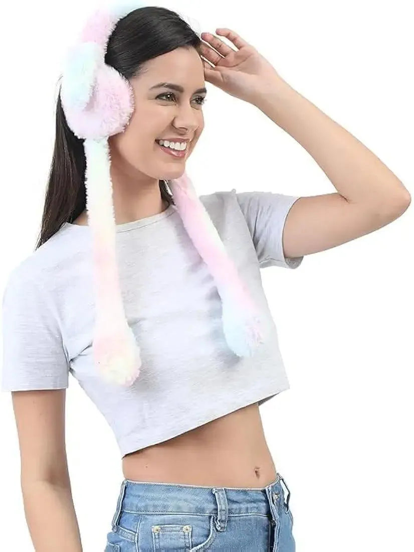 Moving bunny ears warm ear muffs