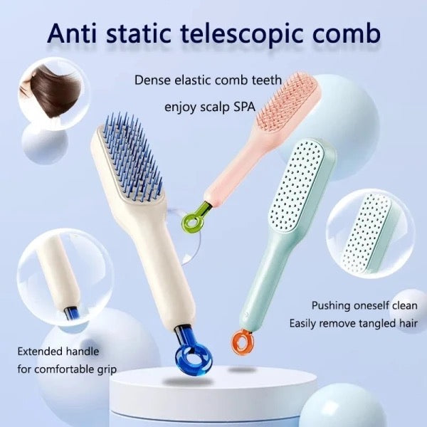 Self cleaning hair comb