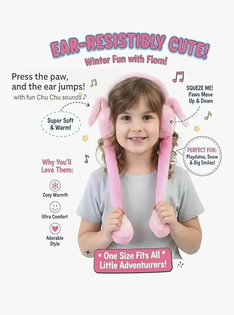Moving bunny ears warm ear muffs