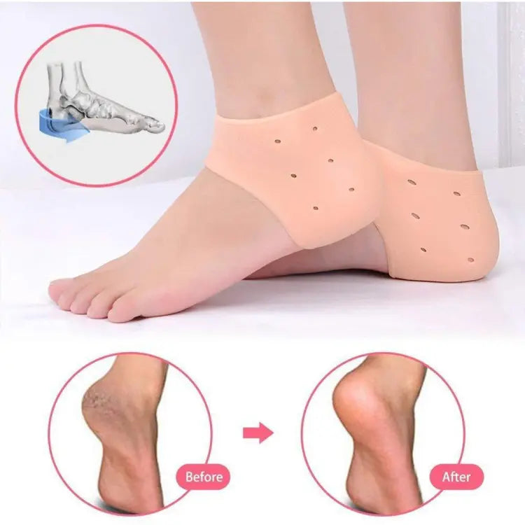 Silicone Anti-Crack Half Heel Socks Set
