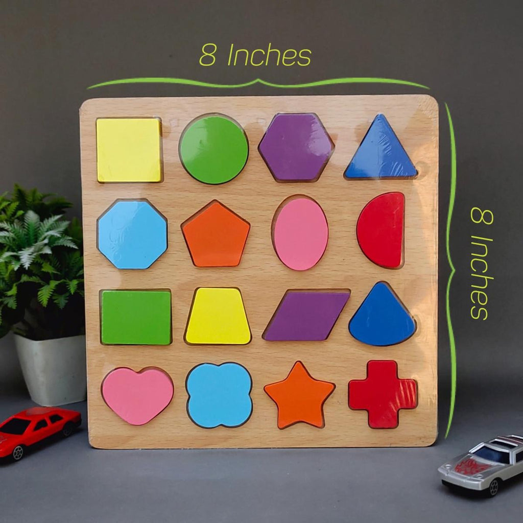 Colorful Geometric Shapes Wooden Cognitive Board Puzzle