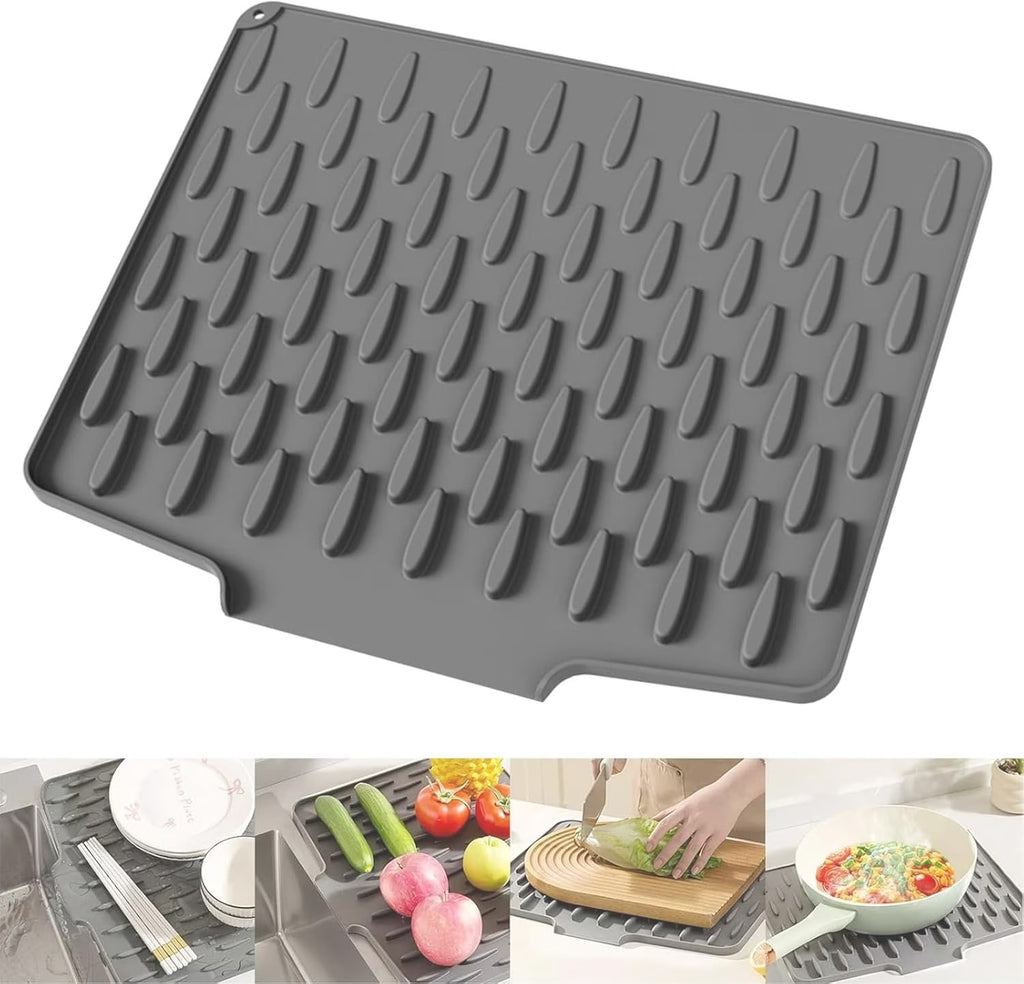 Premium Silicone Sink Drying Mat With Drain Spout