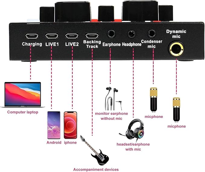 V8 Bm-800 Podcast Mic Set With Live Sound Card
