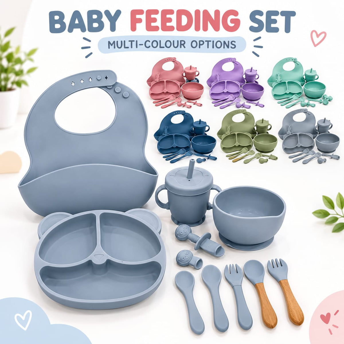 Kids Silicone Feeding Set Todler Meal Set