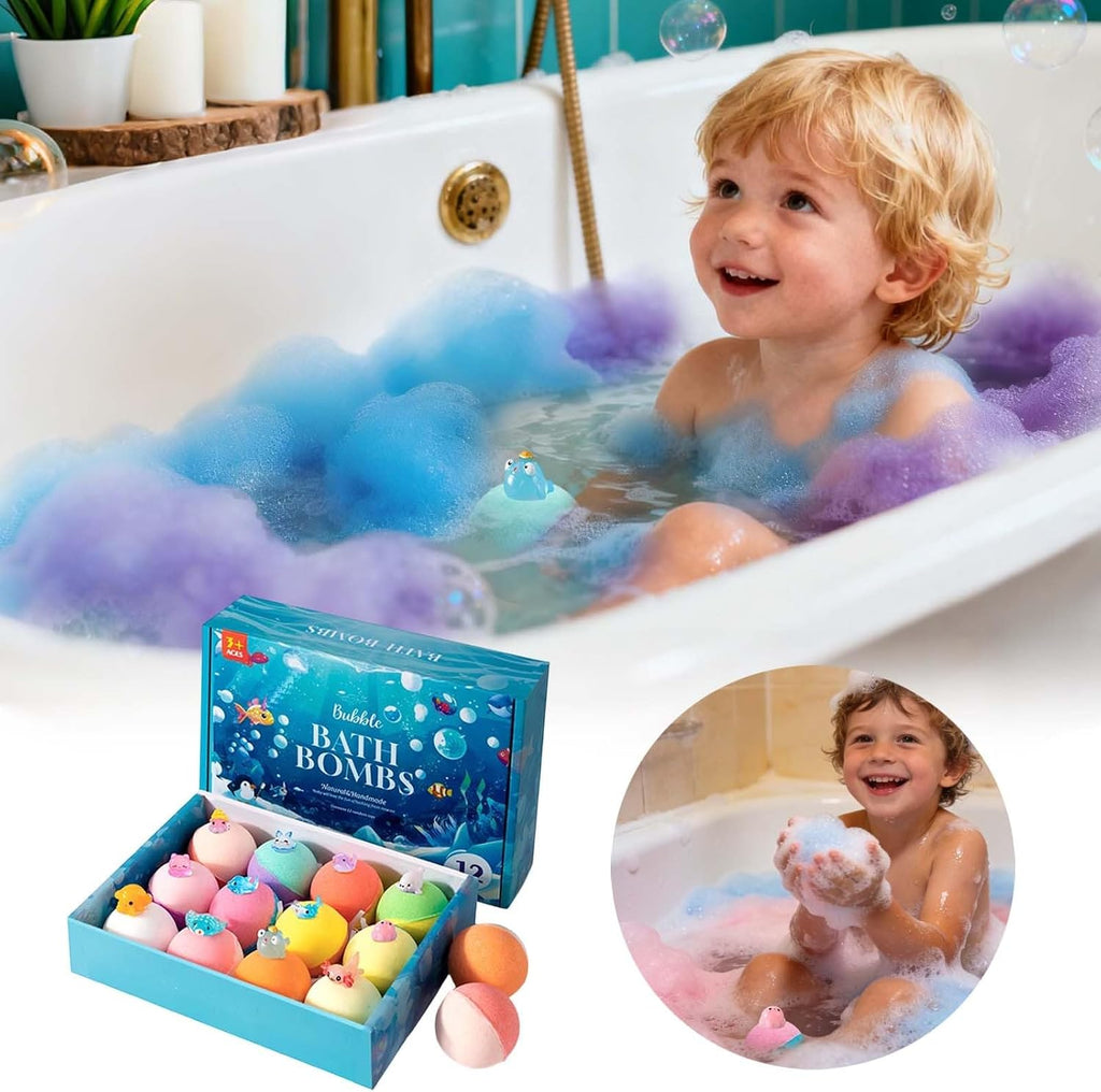 Kids Bath Bombs With Surprise Toys Inside Colorful Fizzing Child Friendly Fun Perfect For Birthdays Gifts Rewards And Bath Time Entertainment | Random Color - Pack of 1
