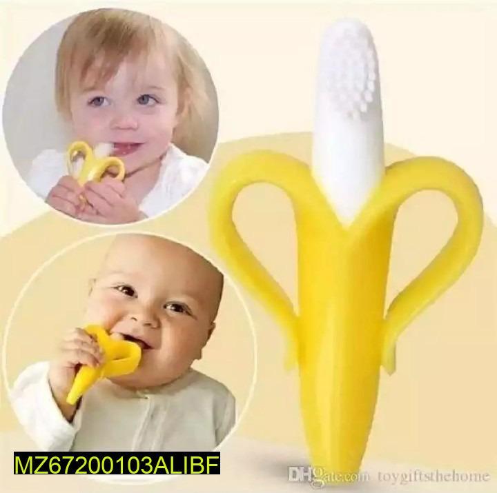 Banana toothbrush for kids soft silicone yellow