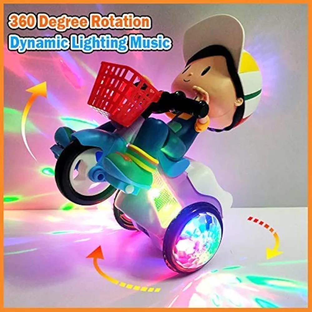 Musical Stunt Tricycle Toy Bike for Kids with 360° Rotation
