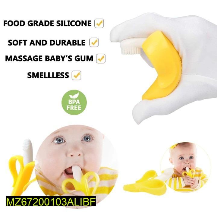 Banana toothbrush for kids soft silicone yellow