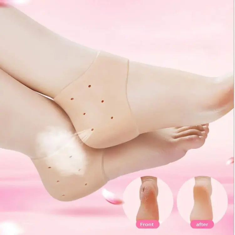 Silicone Anti-Crack Half Heel Socks Set