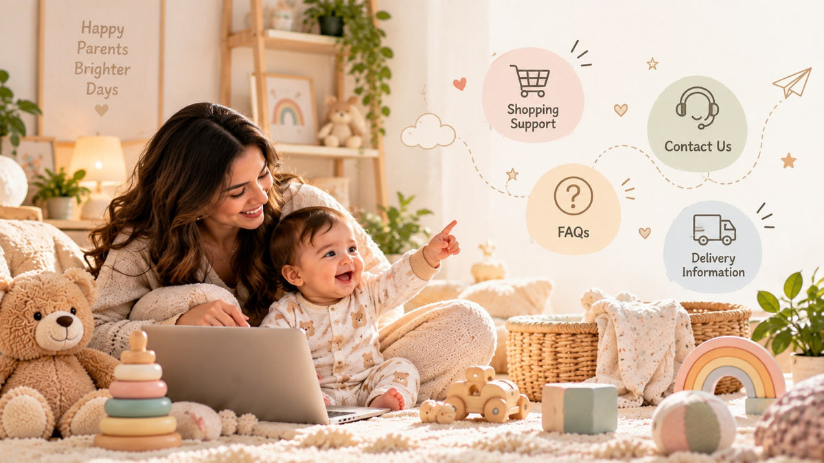 Mother and baby getting shopping support